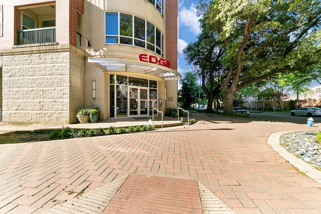 property entrance with a balcony