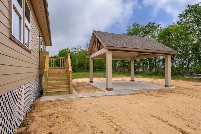 exterior space featuring a gazebo and a patio