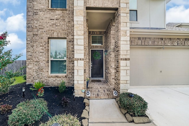 entrance to property with a garage