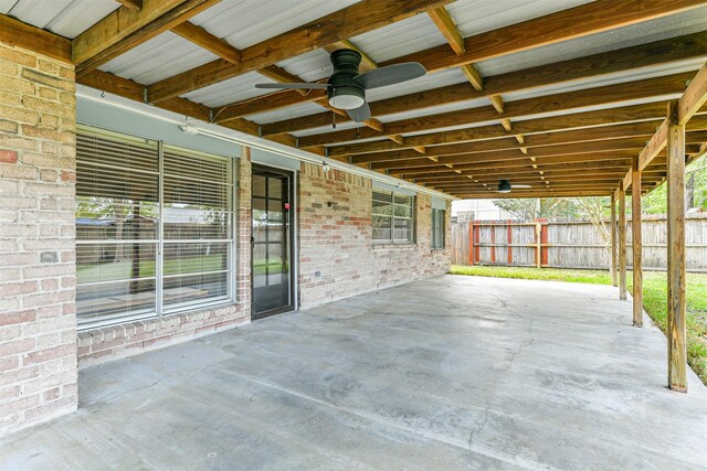 view of patio with ceiling fan