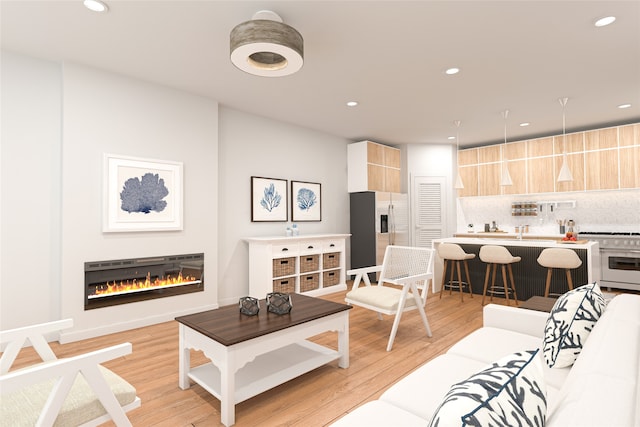 living room with light wood-type flooring