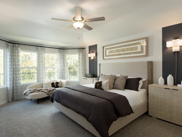 bedroom with carpet floors and ceiling fan