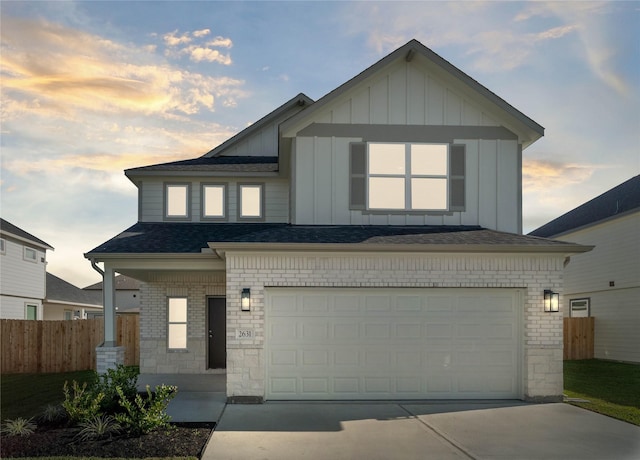 view of front of house with a garage