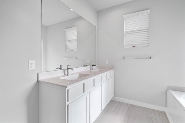 bathroom featuring a bath and vanity