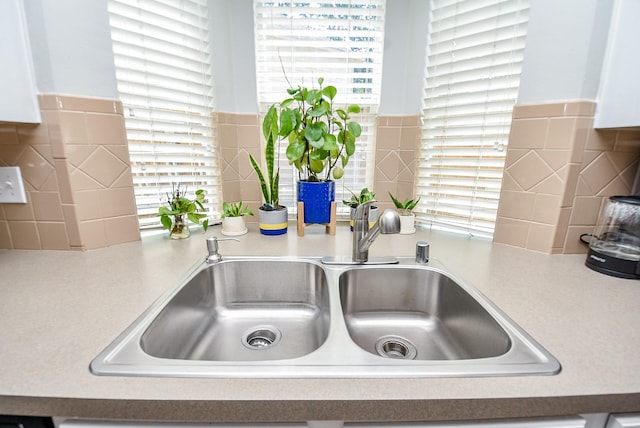 details featuring light countertops and a sink