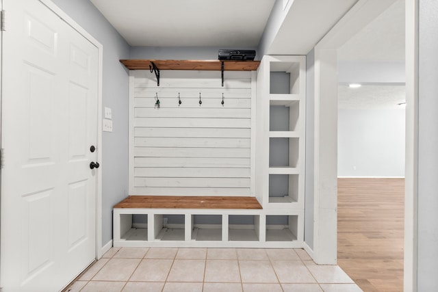 mudroom featuring light wood-type flooring