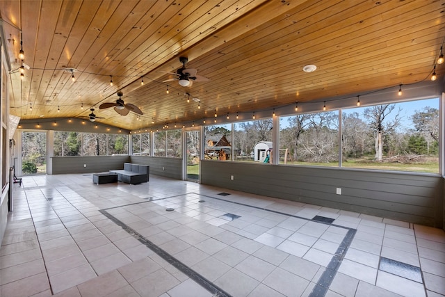 view of patio / terrace featuring ceiling fan and an outdoor hangout area