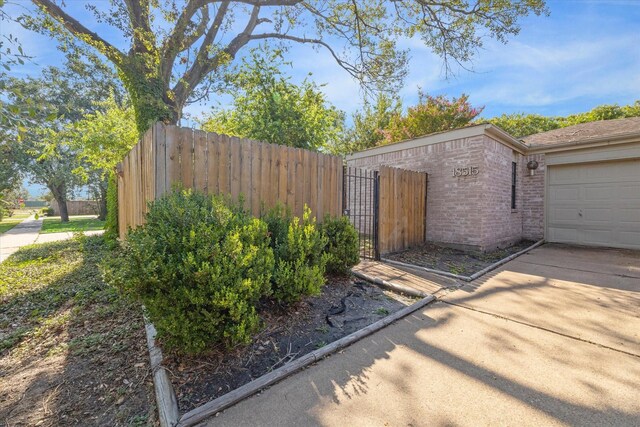 exterior space with a garage