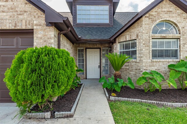 doorway to property featuring a garage