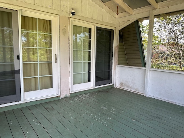 exterior space featuring lofted ceiling