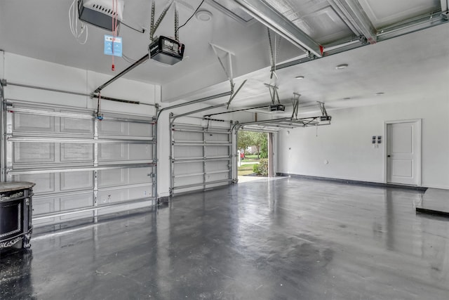 garage with a garage door opener