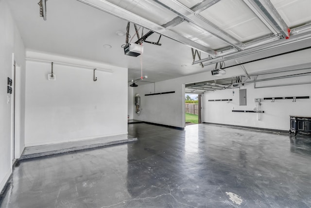 garage featuring a garage door opener and electric panel