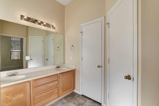 bathroom featuring vanity and tile patterned floors