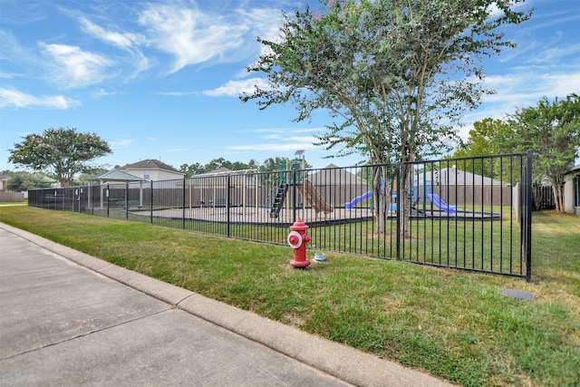 view of yard with a playground