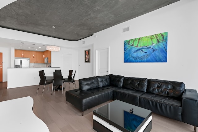 living room featuring light wood-type flooring