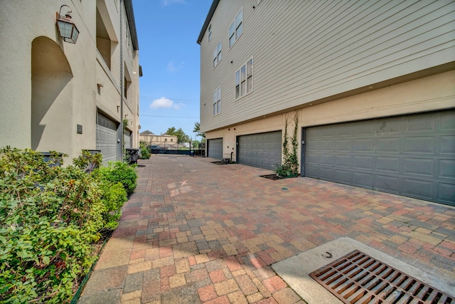 exterior space with a garage