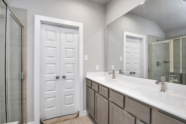 22022 Villa Terrace Dr, Hockley, TX 77447 - bathroom featuring a shower with shower door and vanity