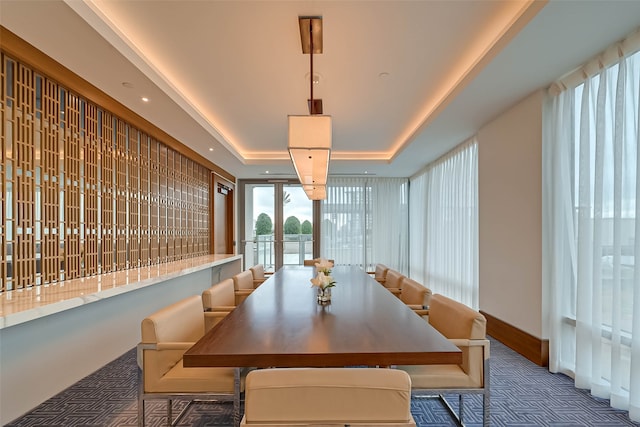 interior space featuring a tray ceiling