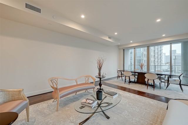 sitting room featuring light wood-type flooring