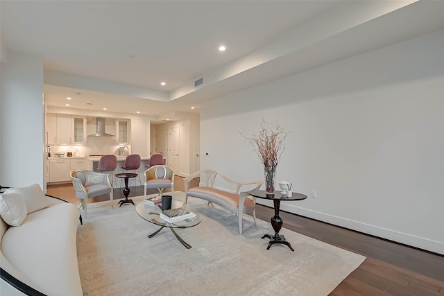 living room with light wood-type flooring