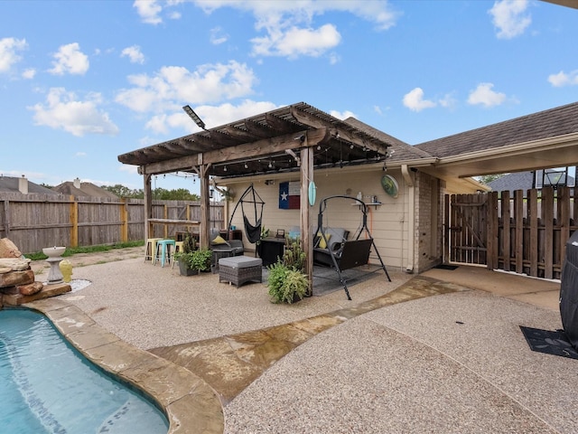 view of patio / terrace featuring a fenced in pool