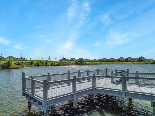 view of dock featuring a water view