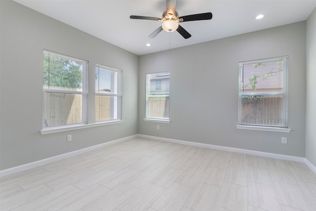 spare room featuring ceiling fan