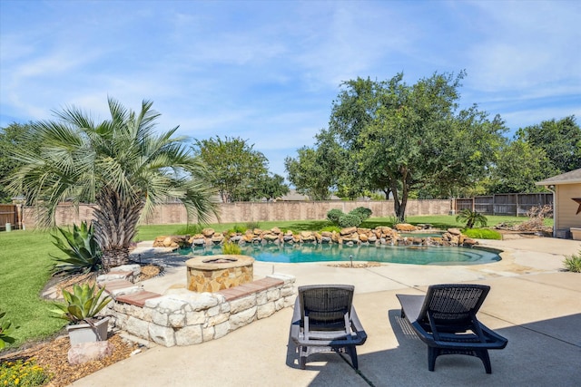 view of pool featuring a patio