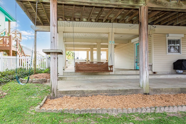 exterior space featuring covered porch