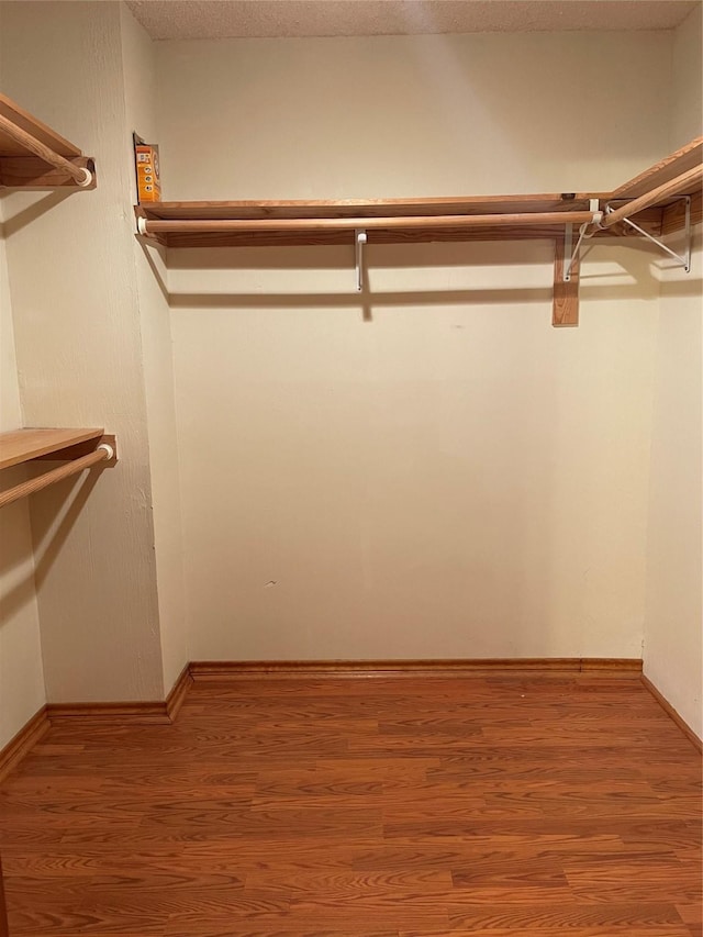 spacious closet with wood finished floors