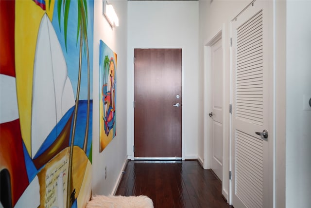 doorway to outside featuring dark hardwood / wood-style floors