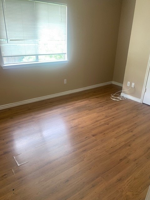 spare room featuring wood-type flooring