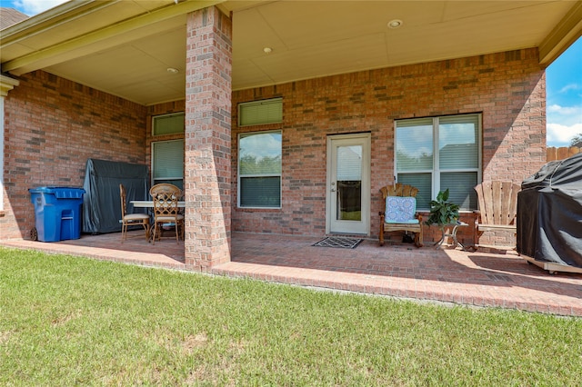 view of patio featuring grilling area