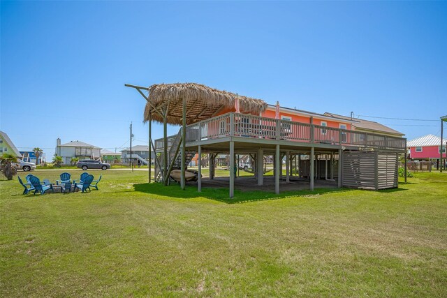 610 Surf Dr, Surfside Beach, TX 77541 - exterior space featuring stairs and a wooden deck