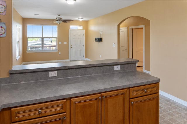 kitchen with ceiling fan