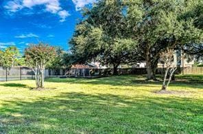 surrounding community featuring a yard and fence