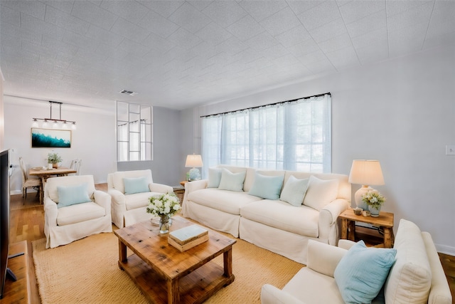 living room with wood-type flooring