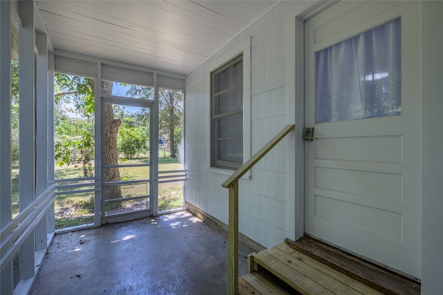 view of unfurnished sunroom