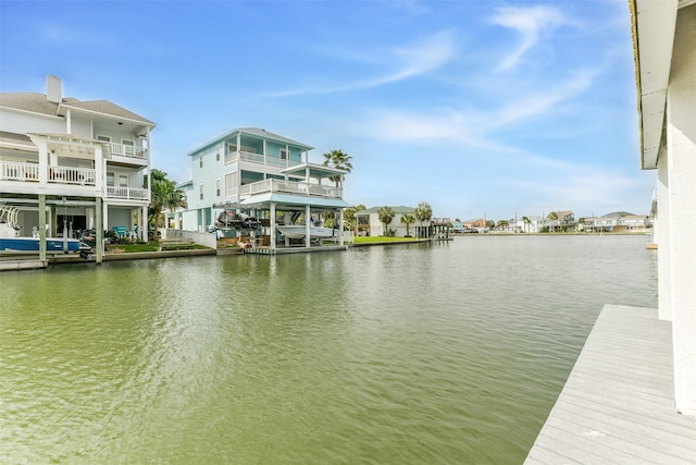 dock area featuring a water view