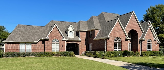 view of front facade featuring a garage and a front lawn