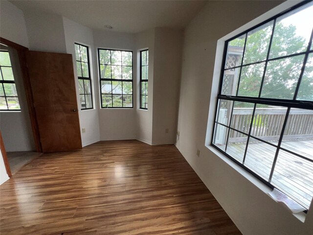 empty room with plenty of natural light and hardwood / wood-style floors