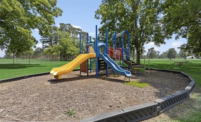 view of playground featuring a yard