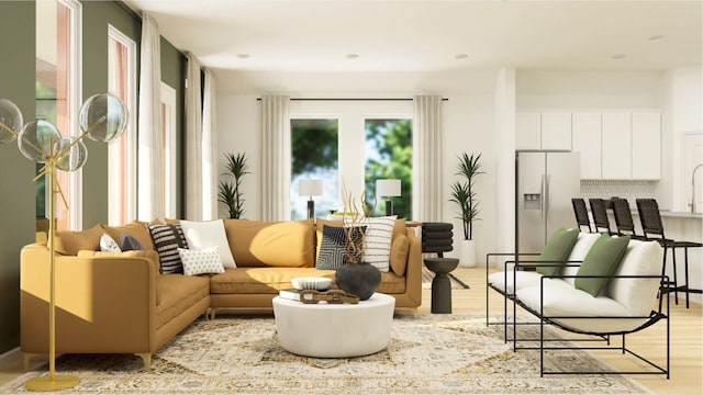 living area featuring light hardwood / wood-style floors