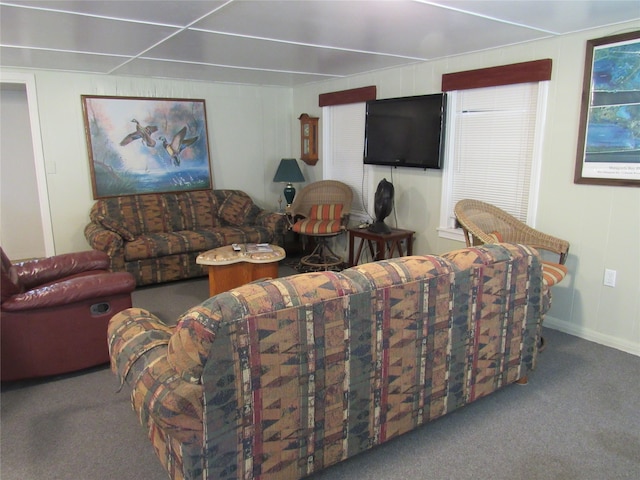 living room featuring carpet