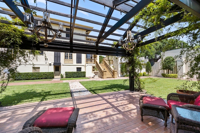 view of patio / terrace featuring a pergola