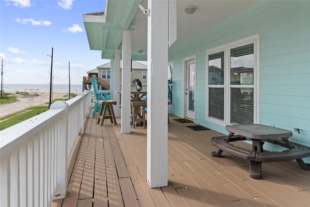 833 S Oneal Rd, Crystal Beach, TX 77650 - wooden terrace featuring a water view
