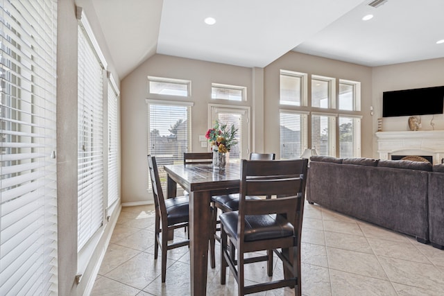 tiled dining space with plenty of natural light