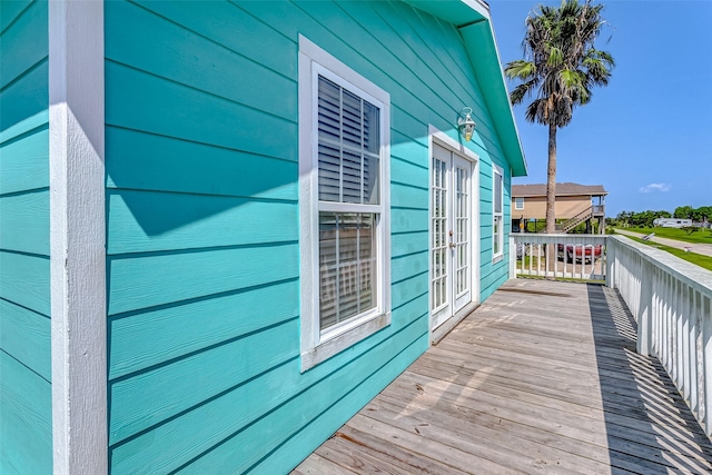 wooden deck with french doors