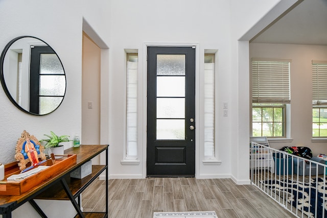 foyer featuring light wood-type flooring