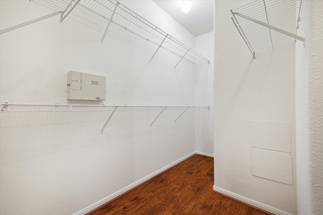 walk in closet featuring hardwood / wood-style floors